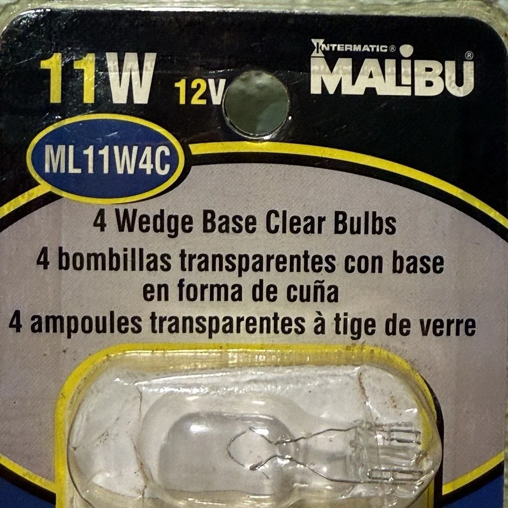 Malibu ML11W4C 12 Volt 11 Watt Low- Voltage T5 Wedge Base Bulbs 4 Pack‎ - NEW